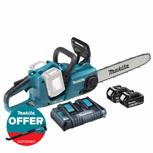 Makita DUC353PG2 Twin 18V 350mm LXT Li-Ion BL Chainsaw 2x 6.0Ah Batteries