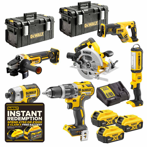 DeWalt DCK623P3 18V XR Brushless Compact Power Tool Kit 6pcs with 3x 5.0Ah Batteries