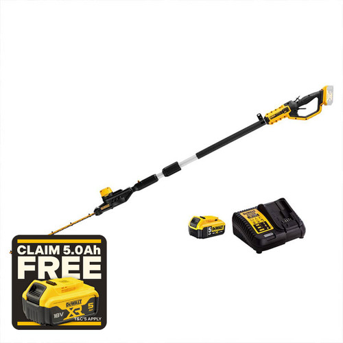 DeWalt DCMPH566P1-GB XR 18V Pole Hedge Trimmer with 1x 5.0Ah Battery