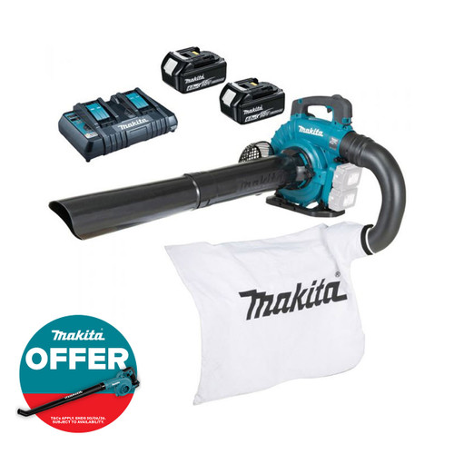 Makita DUB363PG2V Twin 18V LXT Brushless Blower 2x 6.0Ah Batteries