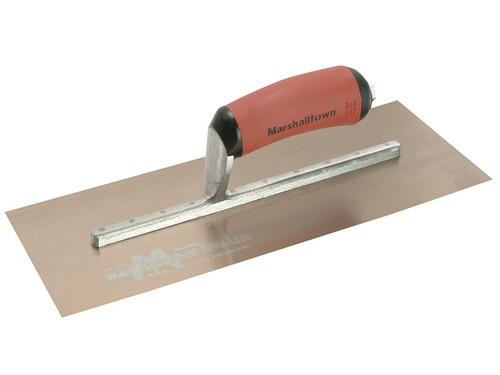 Marshalltown MPB13GSD Gold Stainless Steel Pre-Worn Plasterers Trowel DuraSoft 13in x 5in from Toolden.
