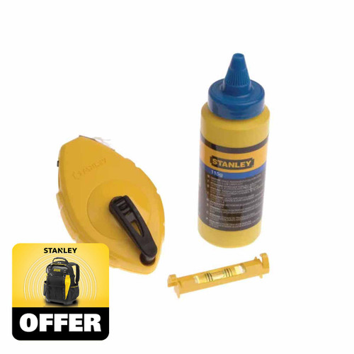 Stanley 0-47-443 Chalk Line and Level Set 30m