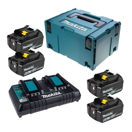 Makita 198095-6 18V Power Source Kit with 4x 6.0Ah Batteries & DC18RD Charger
