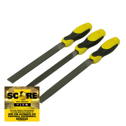 Stanley Tools File Set 3 Piece Flat , 1/2 Round, 3 Square 200mm (8in)