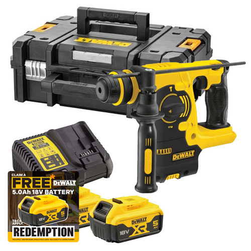 DeWalt DCH253P2 18V SDS+ Rotary Hammer with 2x 5.0Ah Batteries