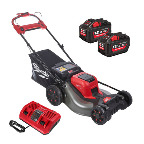 Milwaukee M18 F2LM53-122 Twin 18V Fuel 530mm Self-Propelled Lawn Mower with 2x 12.0Ah Batteries