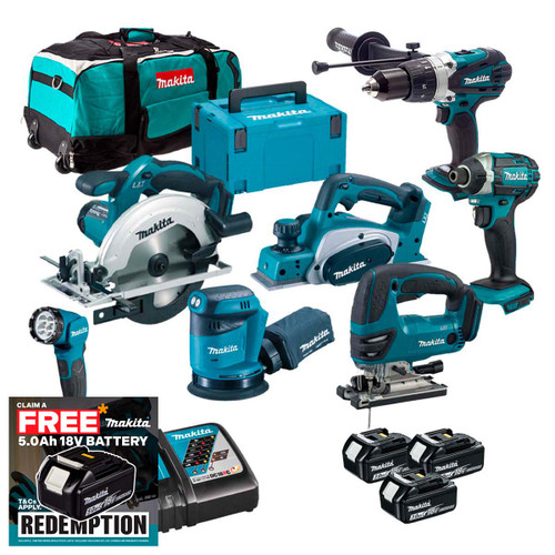 Makita MAKKIT7X33 LXT 18V Cordless 7 Piece Power Tool Kit with 3x 3.0Ah Batteries