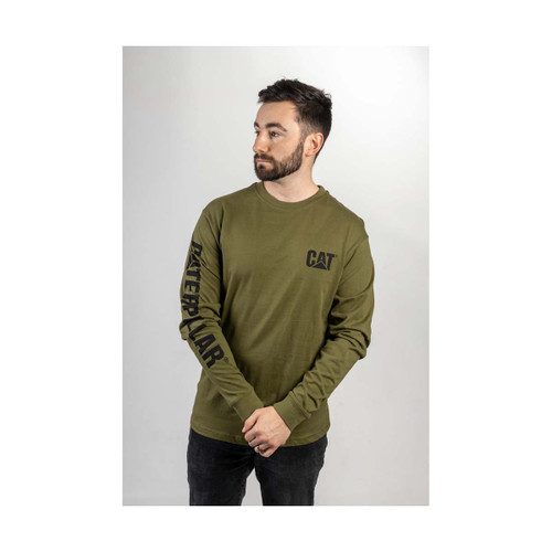 Caterpillar Trademark Banner Long Sleeve T-Shirt Chive - 4X