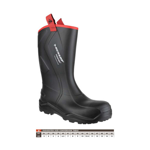 Dunlop Purofort+ Rugged Full Safety Wellingtons Black - 10