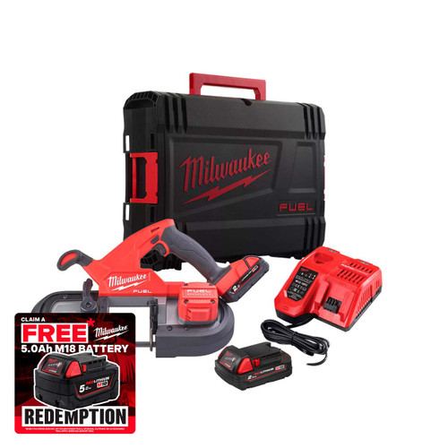 Milwaukee M18 FBS85-202C 18V Brushless Bandsaw with 2x 2.0Ah Batteries