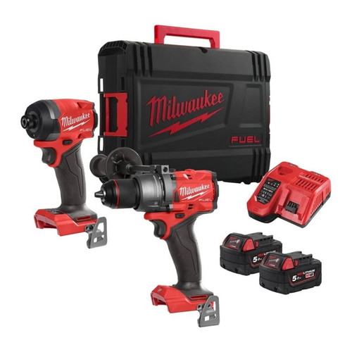 Milwaukee M18 FPP2A3-502X 18V FUEL™ Twin Pack with 2x 5.0Ah Batteries, Charger and Case