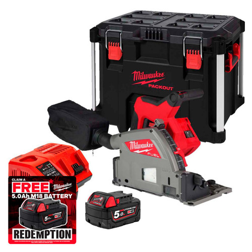 Milwaukee M18 FPS55-501X 18V FUEL™ 55mm Brushless Plunge Saw with 1x 5.0Ah Battery