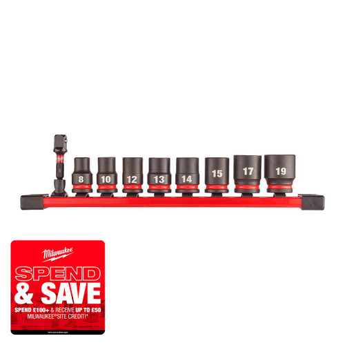 Milwaukee 4932480454 3/8" Shockwave Impact Socket Set (8 Pieces)