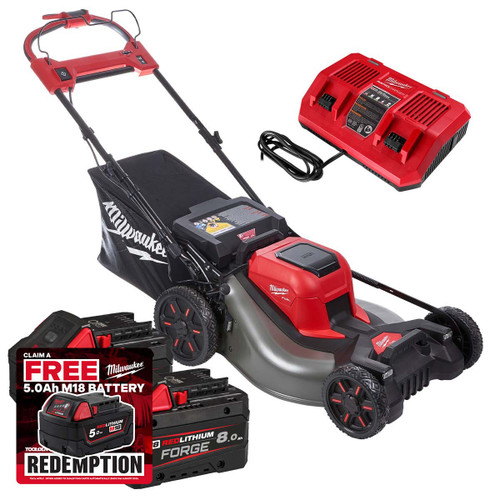 Milwaukee M18 F2LM53-122 Self Propelled Lawn Mower with 2x 8.0Ah Batteries
