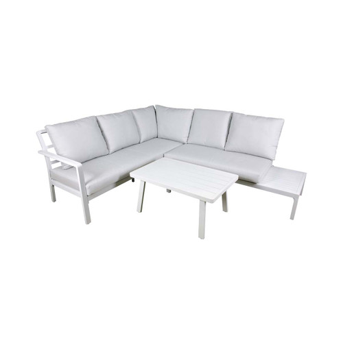 Dellonda DG53 Kyoto White 3-Piece Outdoor Corner Sofa & Coffee Table Set