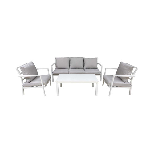 Dellonda DG52 Kyoto 4-Piece Aluminium Outdoor Sofa, Armchairs & Coffee Table Set