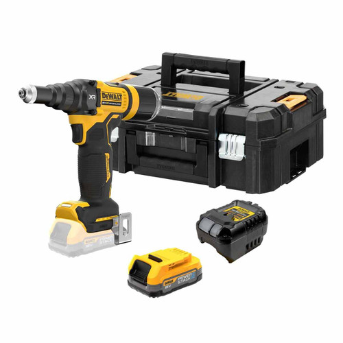 DeWalt DCF403E1T-GB 18V XR 1/4'' Brushless Riveter with 1x 1.7Ah Powerstack Battery