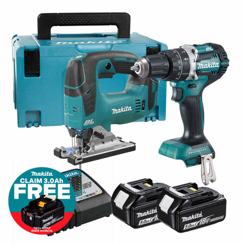 Makita DLX2202TJ1 18V LXT Brushless Combo Kit with 2x 5.0Ah Batteries