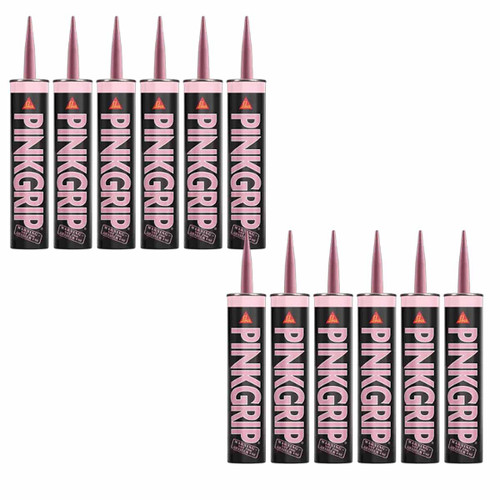 Sika® Pinkgrip® Solvent Based Grab Adhesive 350ml, Pink (12 Pack)