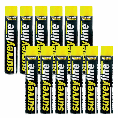 Everbuild SURVEYYE Surveyline Marker Spray Yellow 700ml (Pack of 12)