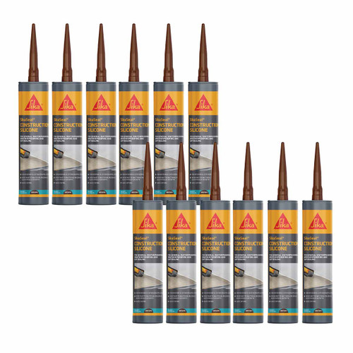 Sika® SikaSeal® Construction Silicone Brown 295ml - 12 Pack