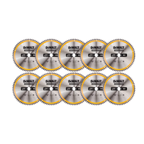 DeWalt DT1960-QZ Construction Circular Saw Blade Fine Finish 305 x 30mm 60T (10 Pack)