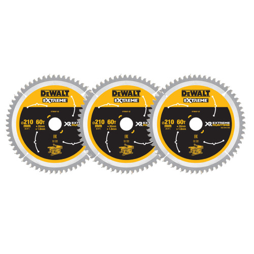 DeWalt DT99567-QZ XR Extreme Runtime Circular Saw Blade 210 x 30mm 60T (3 Pack)