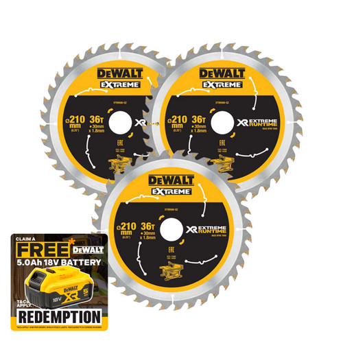 DeWalt DT99566-QZ XR Extreme Runtime Circular Saw Blade 210 x 30mm 36T (3 Pack)