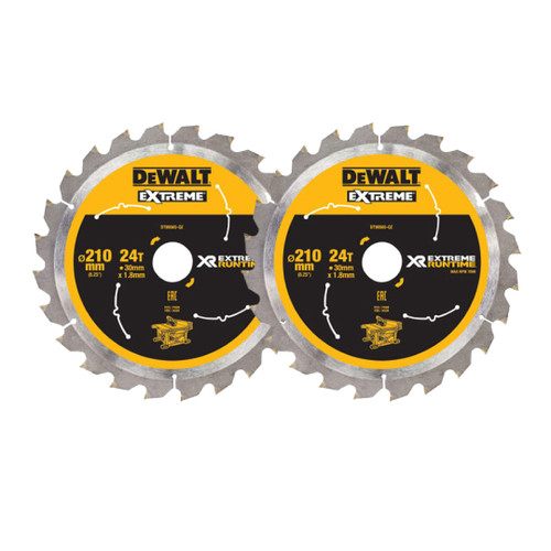 DeWalt DT99565-QZ XR Circular Saw Blade 210 x 30mm 24T (2 Pack)