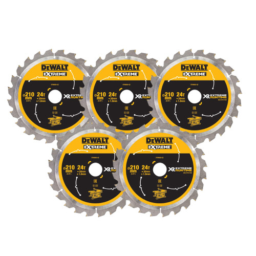 DeWalt DT99565-QZ XR Circular Saw Blade 210 x 30mm 24T (5 Pack)