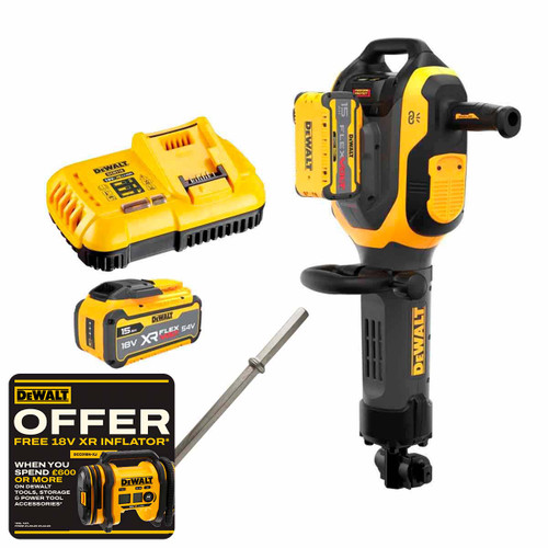 Dewalt DCH966Z2-GB 54V XR Flexvolt 28mm HEX Demolition Hammer with 2 x 15Ah Batteries
