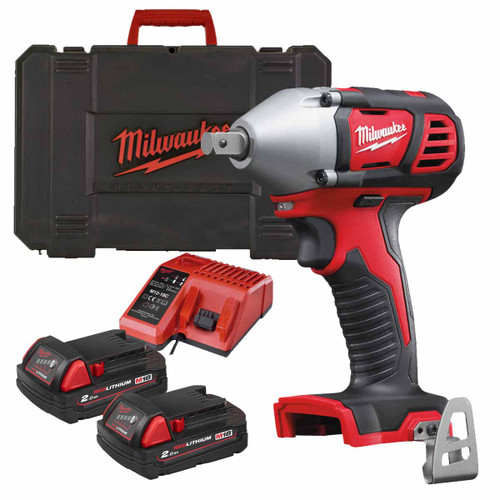 Milwaukee M18 BIW12-202C 18V 1/2" Cordless Impact Wrench with 2x 2.0Ah Batteries 