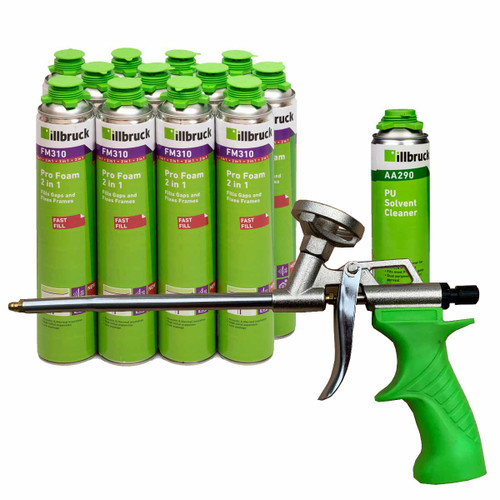  Illbruck AA232 Foam Gun, AA290 Cleaner & 12x FM310 Pro Gun Foam