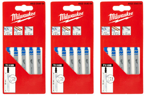 Milwaukee 4932254064 55mm Traditional Cutting Metal Jigsaw Blades T118B (15 Pack)