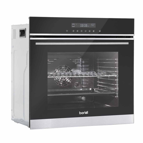 Baridi DH200 60cm Built-In Fan Assisted, Single, Integrated 10 Function Electric Oven, Touchscreen Controls, 72L Capacity, Black/Stainless Steel