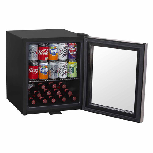 Baridi DH75 50L Tabletop Drinks Fridge, Mini Beer Cooler, Glass Door, Stainless Steel