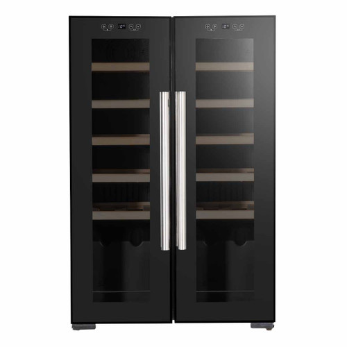 Baridi DH97 24 Bottle Dual Zone Wine Cooler, Fridge, Touch Screen, LED Light Black and Mirror Glass Door