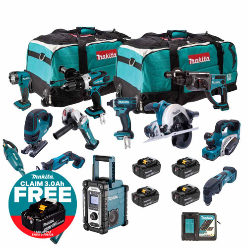 Makita 18V LXT Cordless 12 Piece Power Tool Kit with 4 x 5Ah Batteries