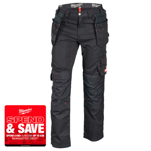 Milwaukee 4932498194 Freeflex Allround Work Trousers Black (Size 36)