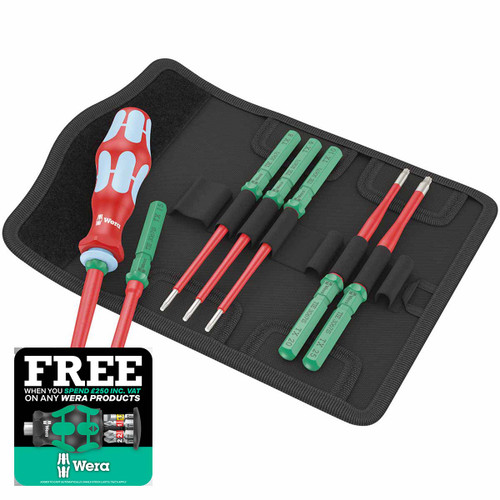 Wera 05006630001 Kraftform Kompakt VDE Stainless Steel Interchangeable Screwdriver Set