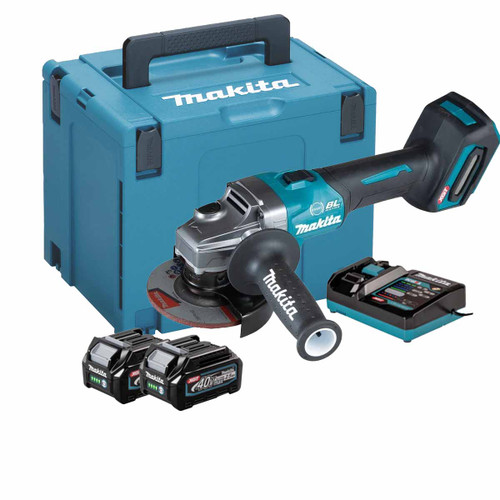Makita GA004GD202 40V Max XGT 115mm Brushless Angle Grinder with 2 x 2.5Ah Batteries