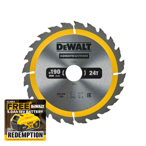 DeWalt DT1944-QZ Circular Saw Blade 190mm x 30mm 24T