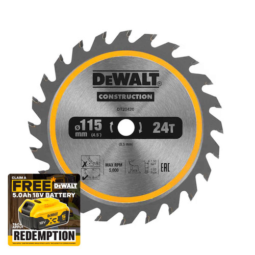 DeWalt DT20420-QZ Circular Saw Blade 115mm x 9.5mm 24T