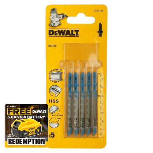 DeWalt DT2160-QZ T118A HSS Jigsaw Blade for Metal 75mm