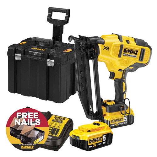 DeWalt DCN660P2 XR 18V Brushless 2nd Fix Nail Gun with 2x 5.0Ah Batteries
