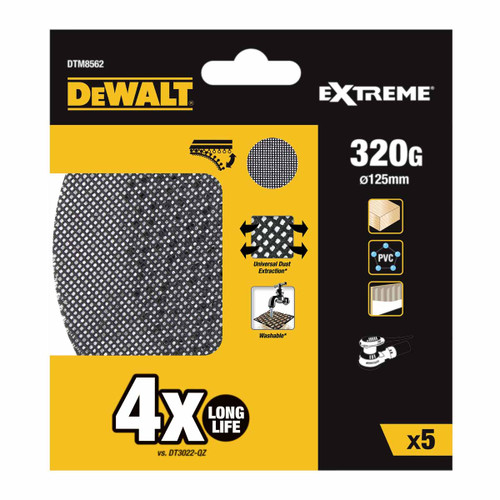 DeWalt DTM8562-QZ Extreme ROS 125mm Mesh Sanding Sheet 320G