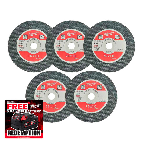Milwaukee 4932464717 SCS 41/76 PRO+ Thin Metal Cutting Discs (5 Pack)