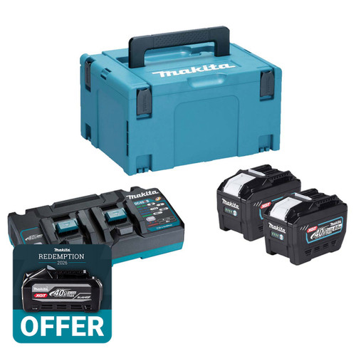 Makita 1910A2-5 40V Max XGT Power Source Kit with 2x 8.0Ah Batteries
