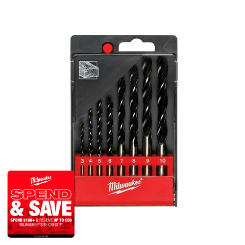 Milwaukee 4932352466 Brad Point Wood Drill Bit Set (8 Pieces)