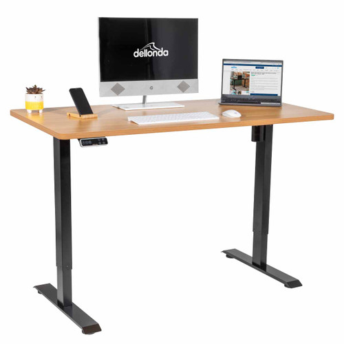 Dellonda DH41 Oak Electric Height Adjustable Standing Desk with Memory, Quiet & Fast 1400 x 700mm